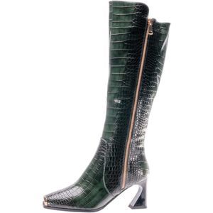 Ninety Union London | Tall Croco Printed | High Heel | Gold Tip | Sz 11 | Olive